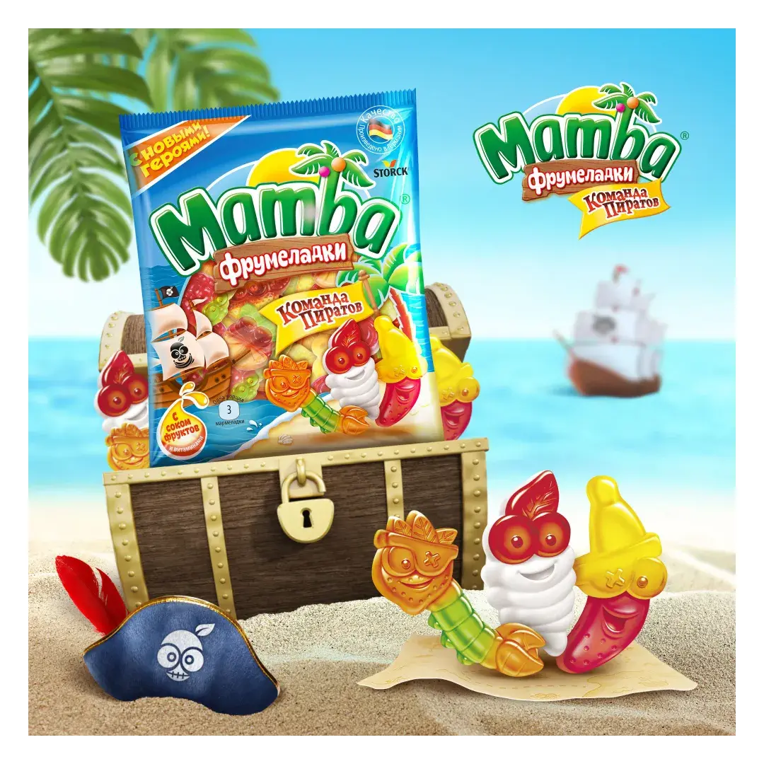 Mamba Фрумеладки Команда Пиратов, мармелад жевательный с фруктовым соком и витаминами, ассорти фруктовых и ягодных вкусов, 70г / Мамба, изображение 2