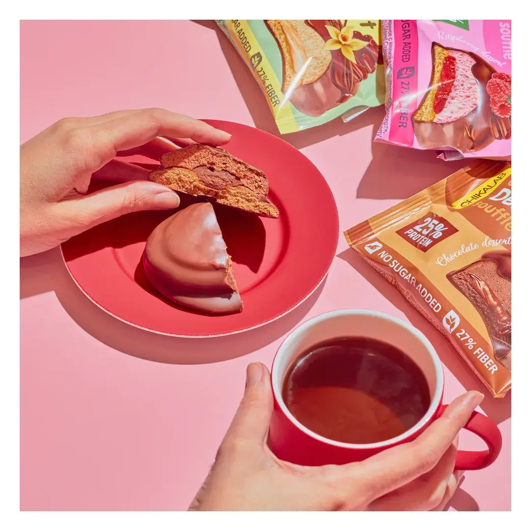 CHIKALAB Протеиновое печенье с суфле в шоколаде без сахара "Ассорти-мини", 4шт х 55г, изображение 2