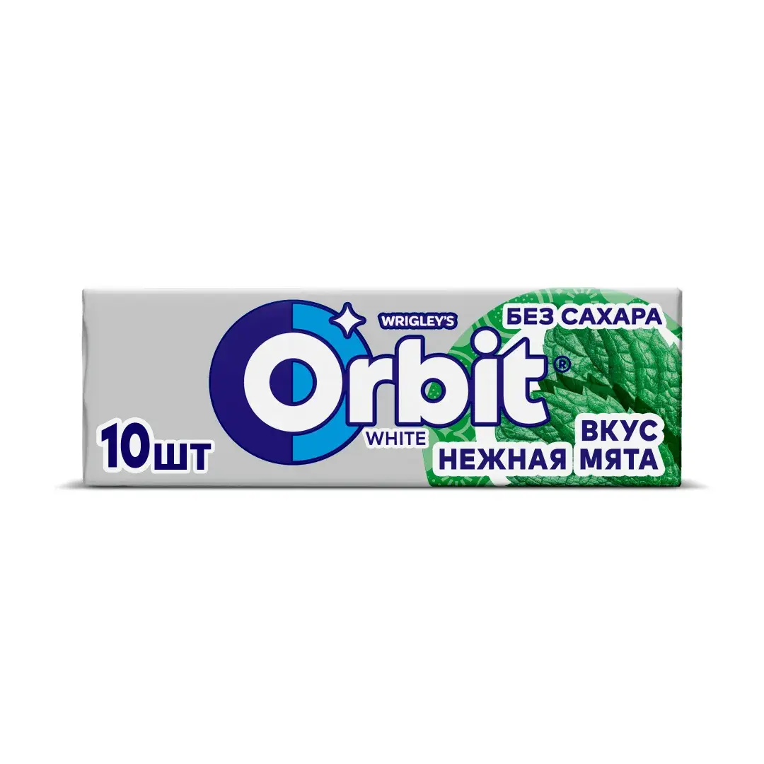 Жевательная резинка Orbit White Нежная мята, без сахара, 10 пачек по 13,6 г