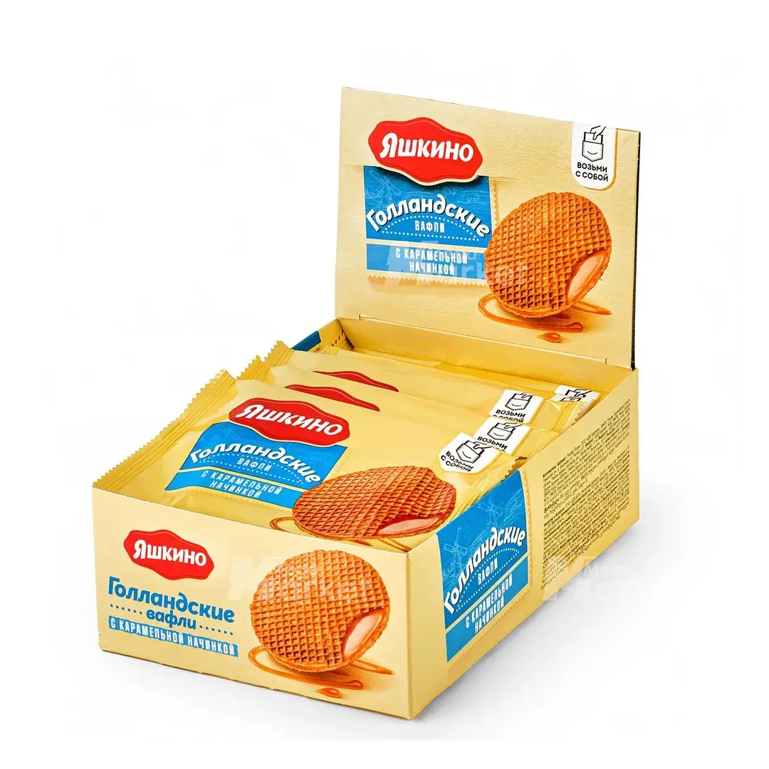 Вафли Голландские с карамельной начинкой 16 шт по 36 г ТМ Яшкино, изображение 3