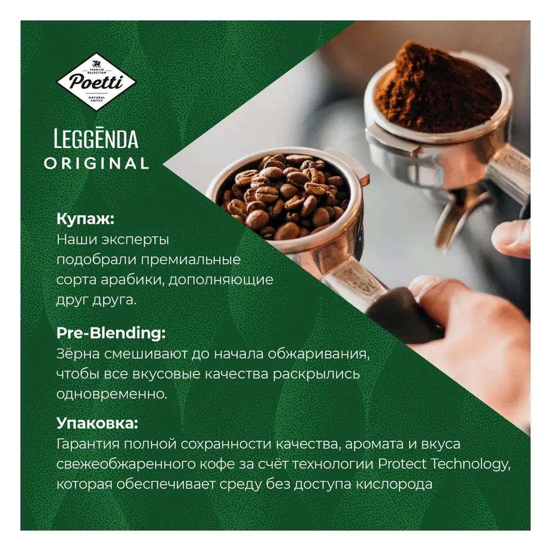 Кофе молотый Poetti Leggenda Original, 250 г, изображение 4