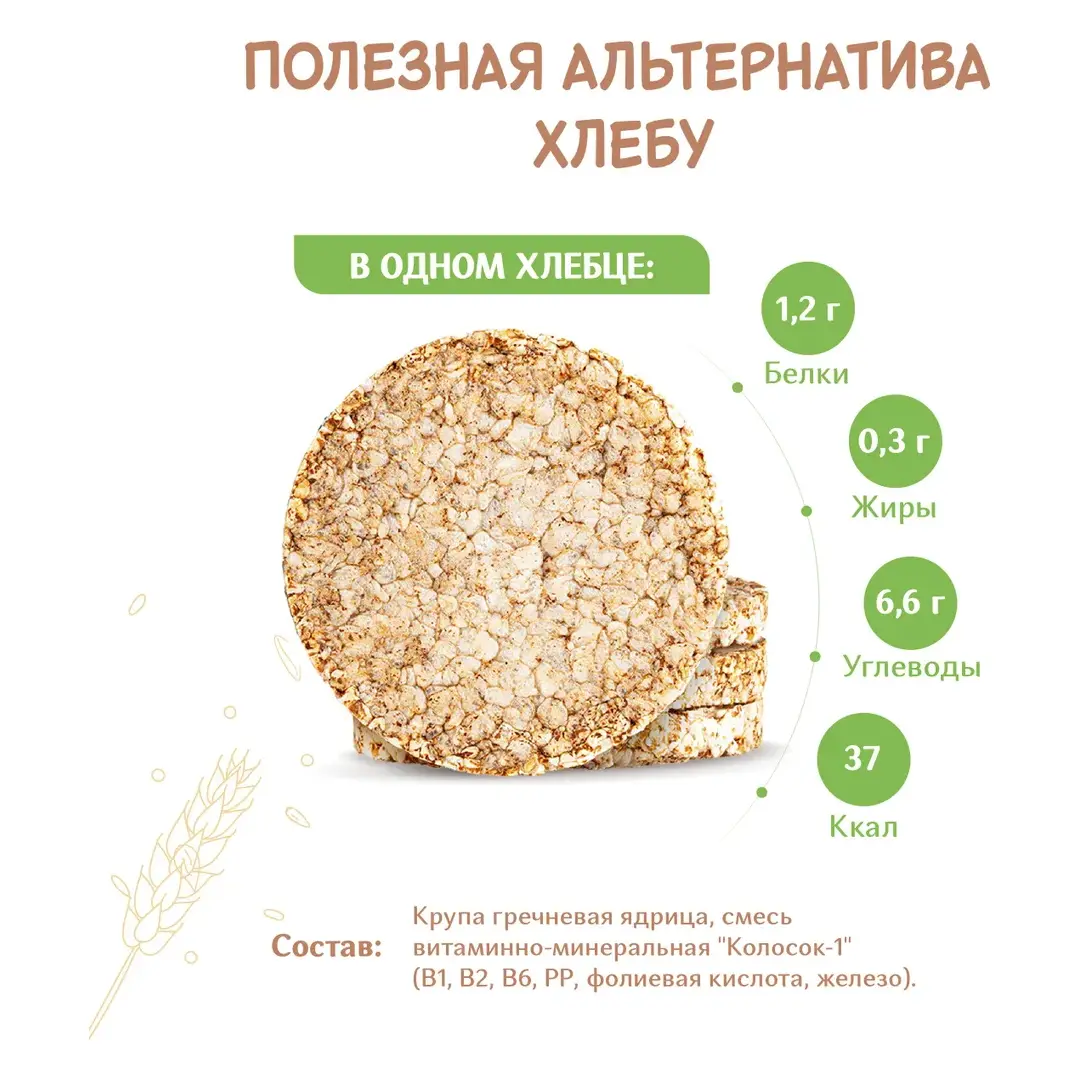 Хлебцы Dr. Korner гречневые с витаминами, 100 г х 2 шт, изображение 3