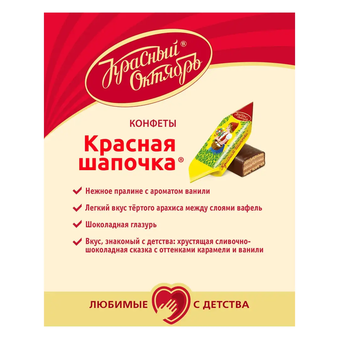 Конфеты шоколадные Красный Октябрь Красная шапочка, с вафельной начинкой, 250 г, изображение 3