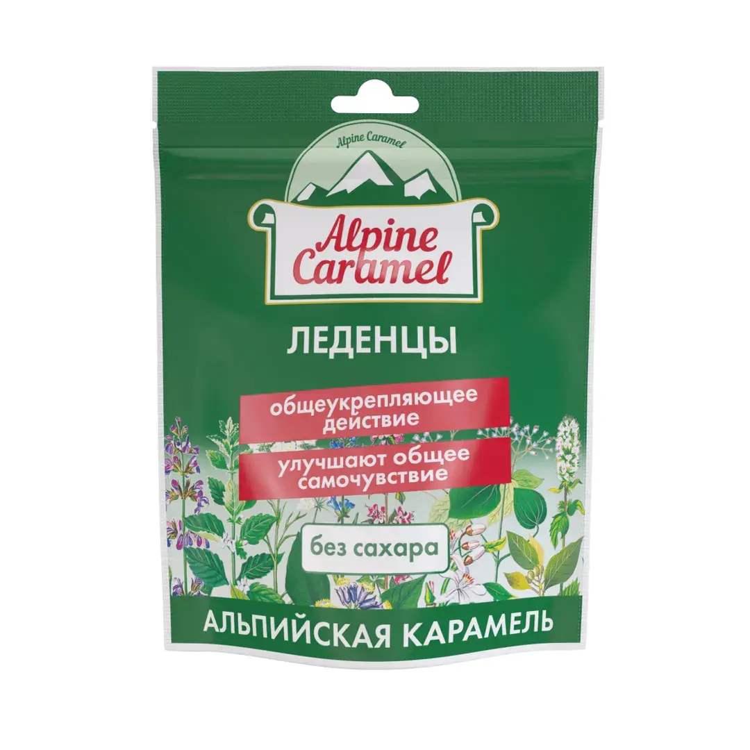 ALPINE CARAMEL АЛЬПИЙСКАЯ КАРАМЕЛЬ ЛЕДЕНЦЫ БЕЗ САХАРА ПАК. 75Г (БАД)