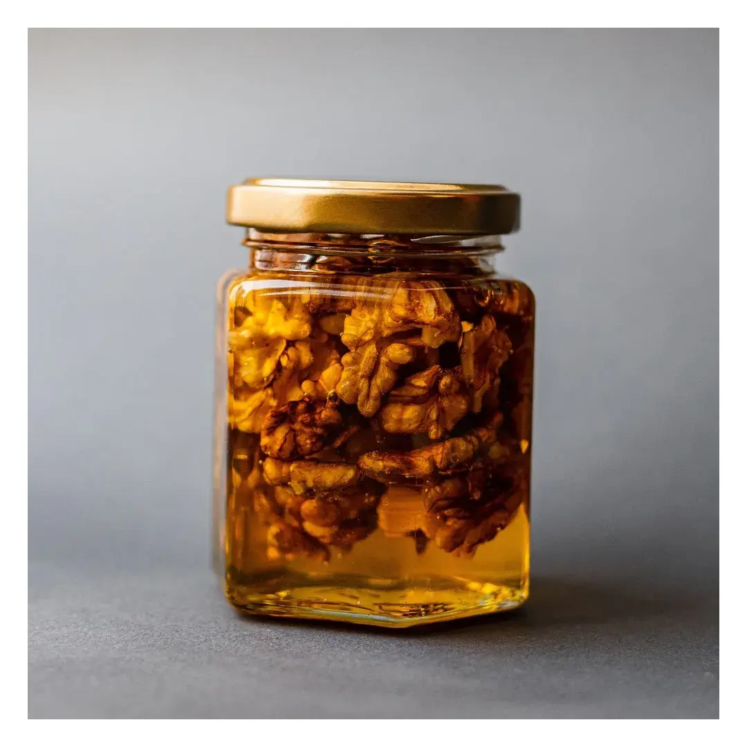 Набор Златоцвет из 6 оригинальных баночек с лавандовым медом и орехами, сладкий подарок, натуральный, изображение 6