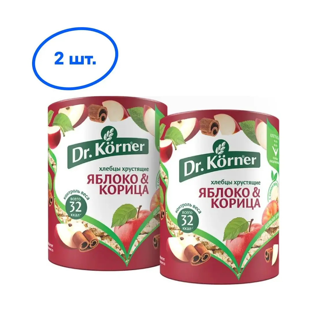 Хлебцы Dr. Korner Злаковый коктейль яблочный с корицей, 90 г х 2 шт