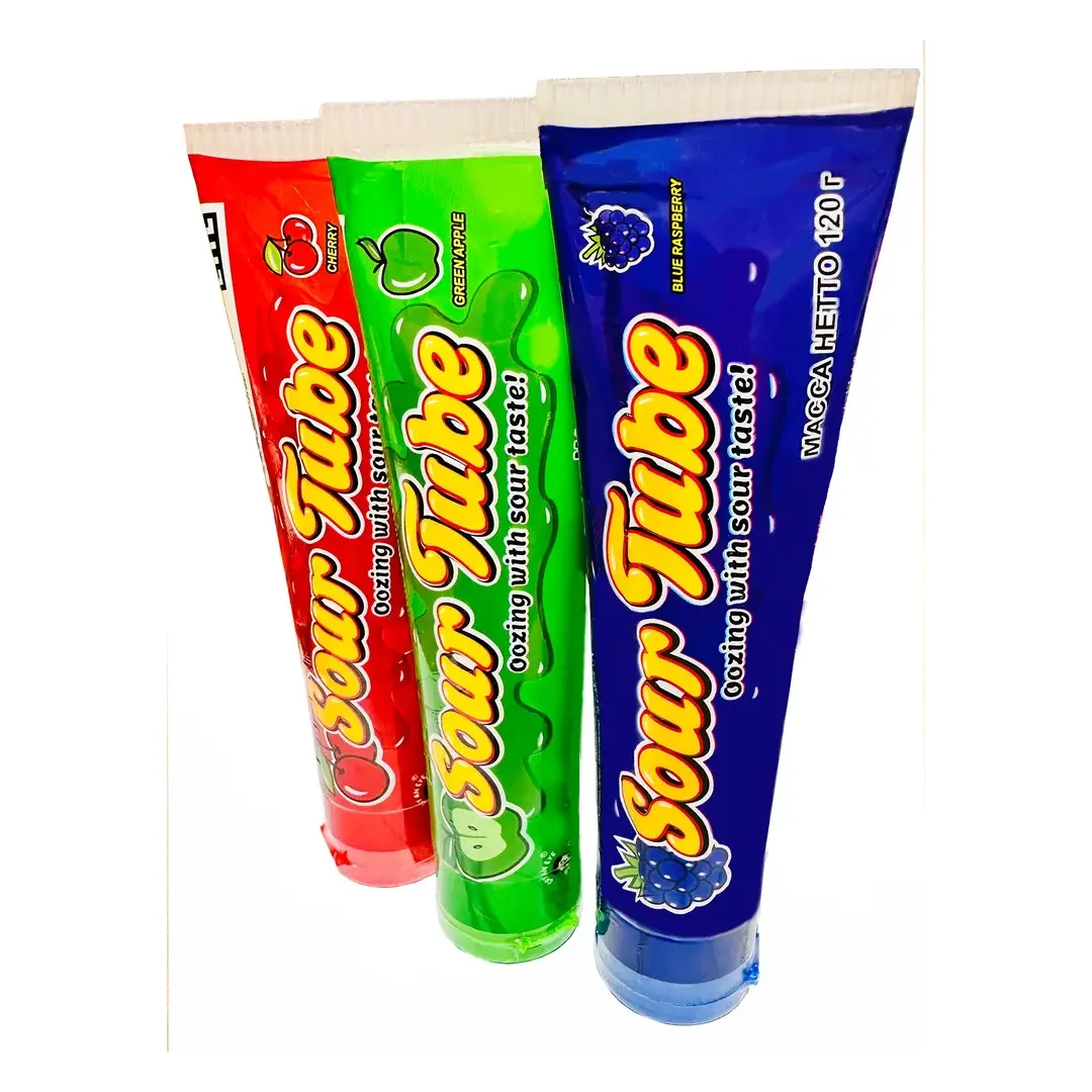 Набор Жидкая карамель "Sour Tube" Cry an eye в тюбике со вкусом малины, вишни и яблока 3 шт