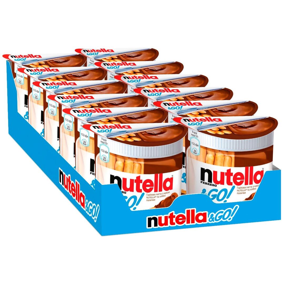 Ореховая паста Nutella Nutella&GO!, с хлебными палочками, 12 шт по 52 г