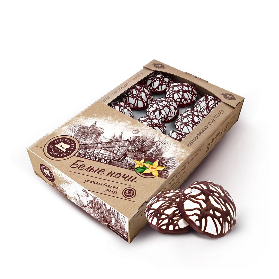 Зефир " Белые ночи" в глазури с ароматом ванили декорированный 900 гр*4 (телевизор), изображение 2