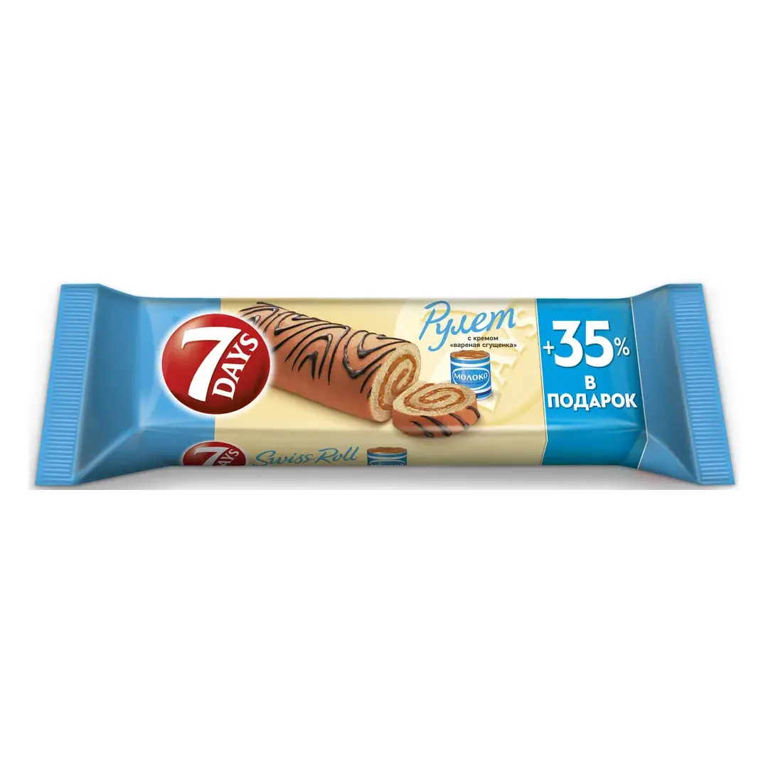 7DAYS Рулет бисквитный с кремом со вкусом "вареная сгущенка", 300 г