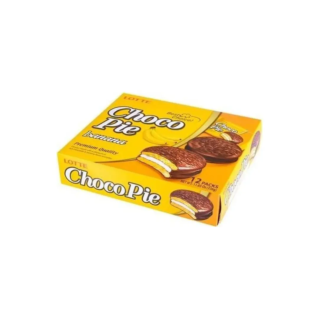 Lotte Choco Pie печенье прослоенное глазированное со вкусом банана, 336 г