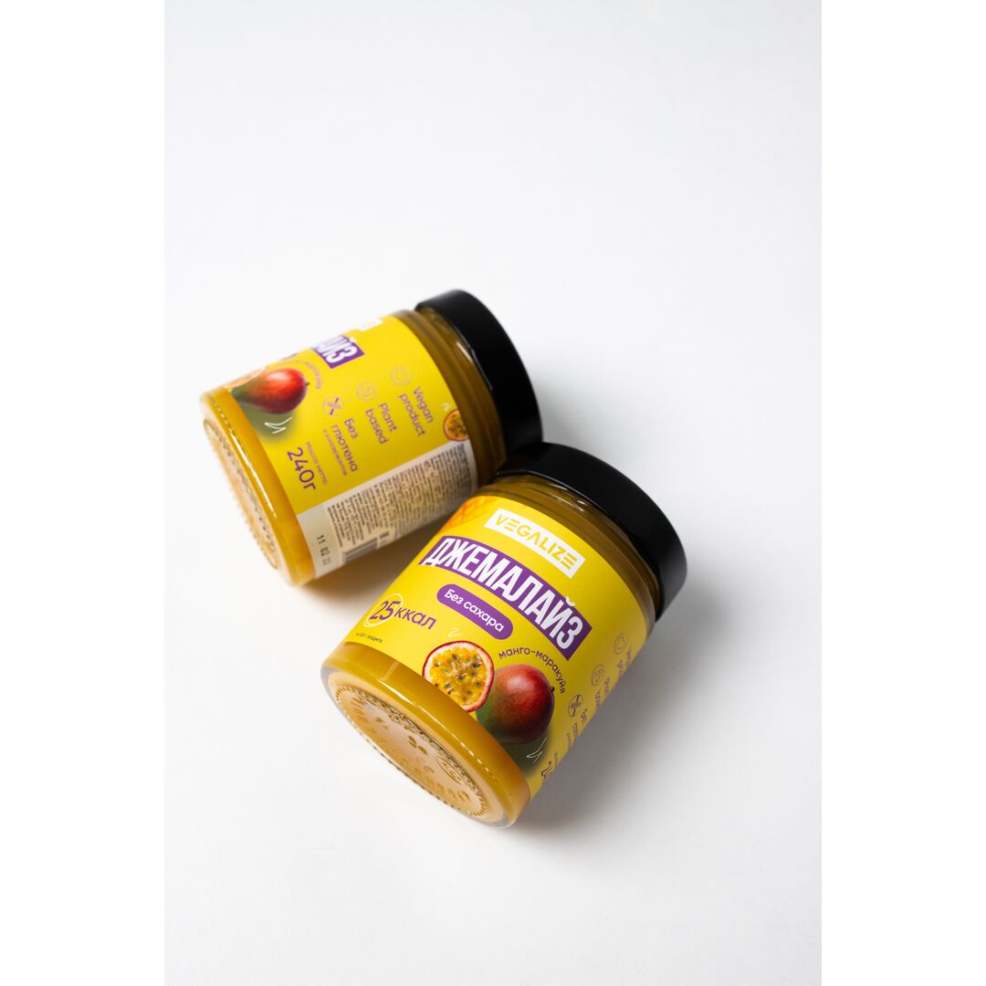 Джем, Джемалайз VEGALIZE, Манго-маракуйя, без сахара, низкокалорийный, фитнес-продукт, для похудения, постный, изображение 7