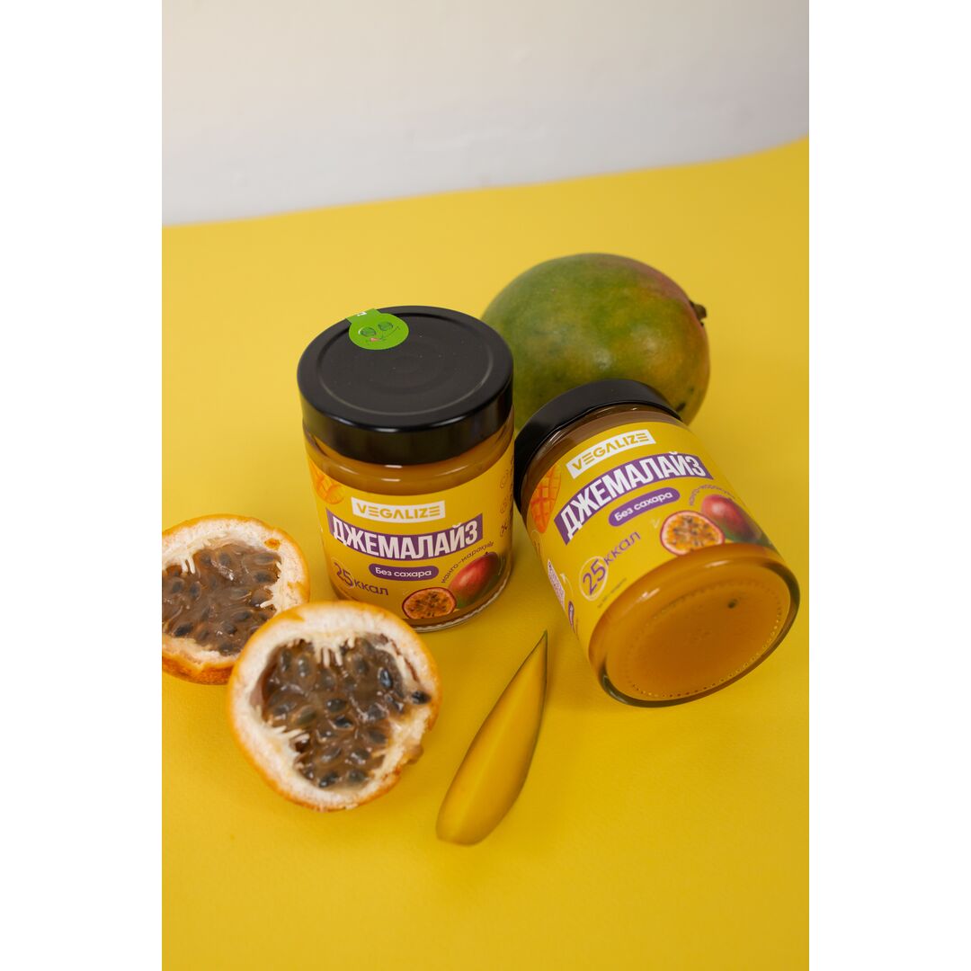 Джем, Джемалайз VEGALIZE, Манго-маракуйя, без сахара, низкокалорийный, фитнес-продукт, для похудения, постный, изображение 4