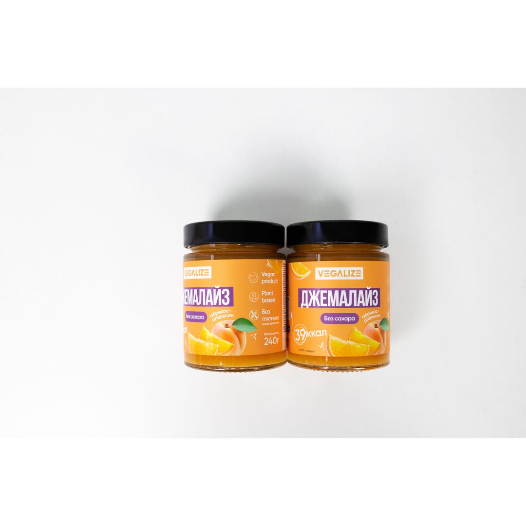 Джем, Джемалайз VEGALIZE, Абрикос-апельсин, без сахара, низкокалорийный, постный, фитнес-продукт, для похудения и здорового питания, изображение 9