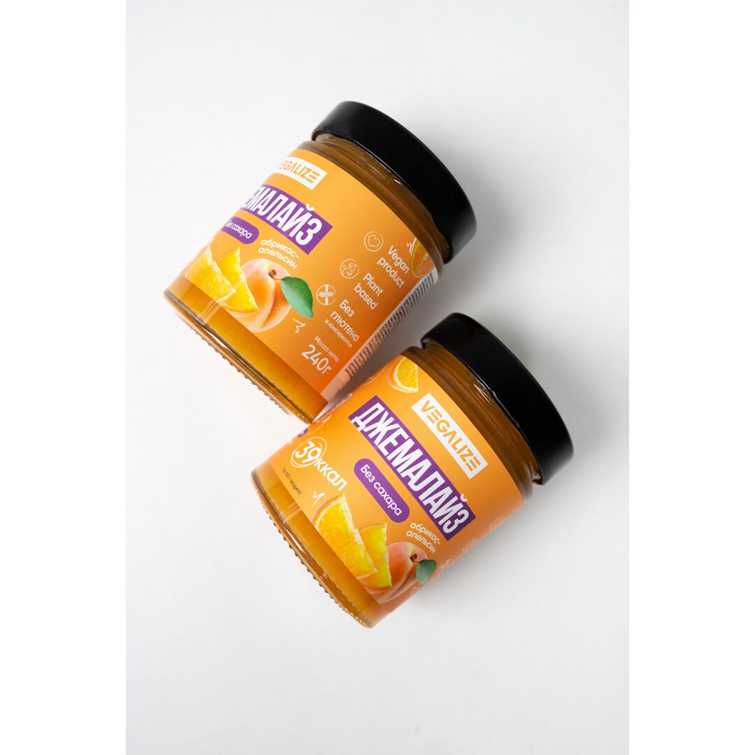 Джем, Джемалайз VEGALIZE, Абрикос-апельсин, без сахара, низкокалорийный, постный, фитнес-продукт, для похудения и здорового питания, изображение 11