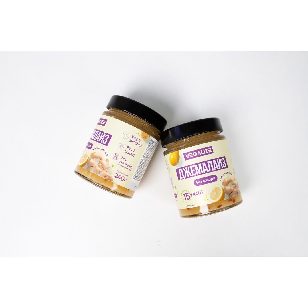 Джем, Джемалайз VEGALIZE, Лимон-имбирь, без сахара, низкокалорийный, фитнес-продукт, для похудения, постный, изображение 10