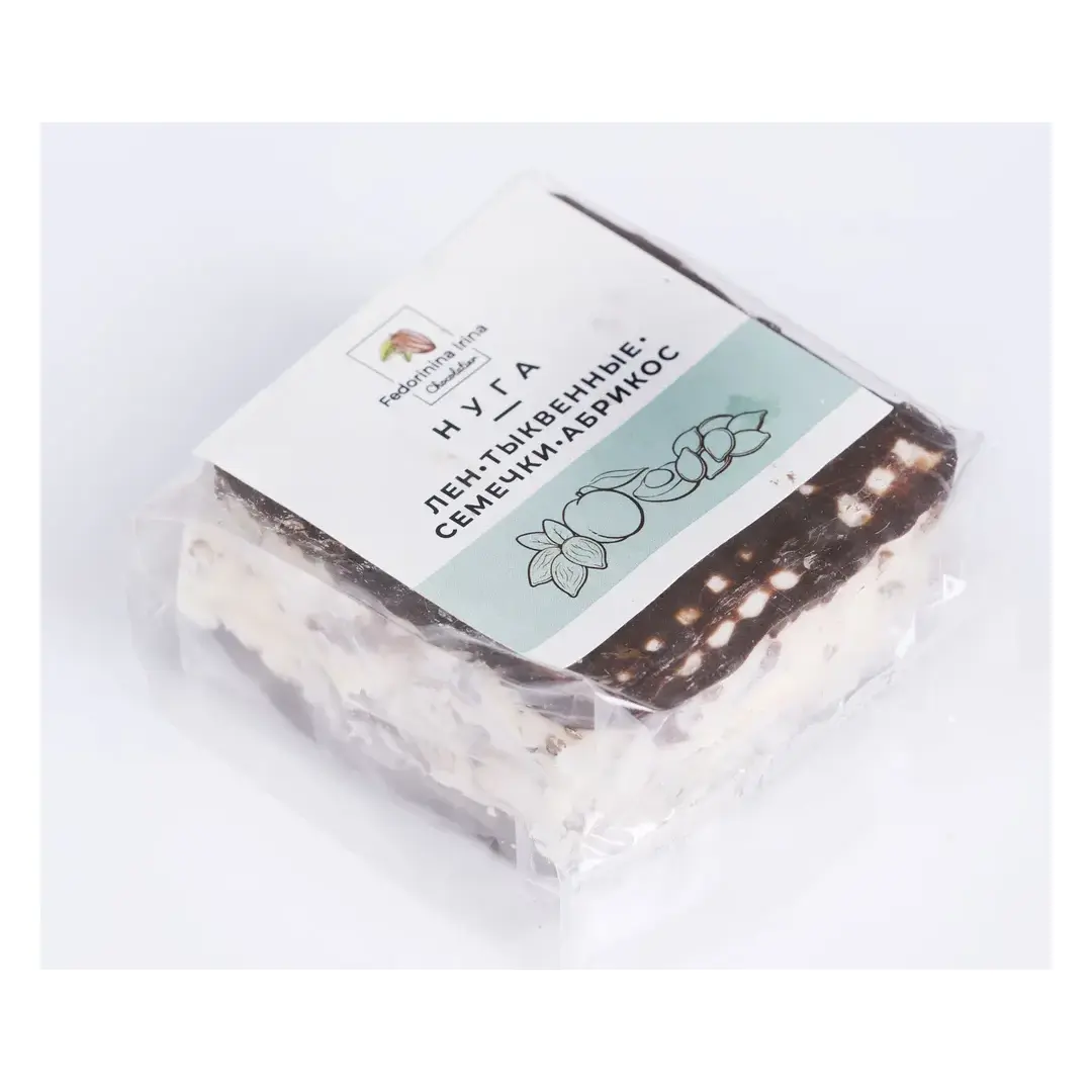 Нуга с шоколадным покрытием лён-тыквенные семечки-абрикос, Шоколадная мастерская Федорининой Ирины, 95г, изображение 5