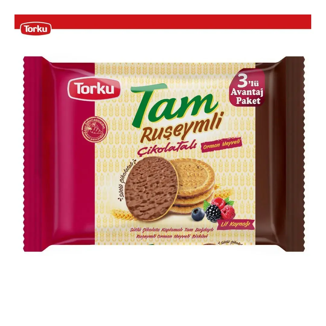 "Tam"/ Печенье из цельнозерновой муки в молочном шоколаде с лесными ягодами, 252 гр./ TORKU