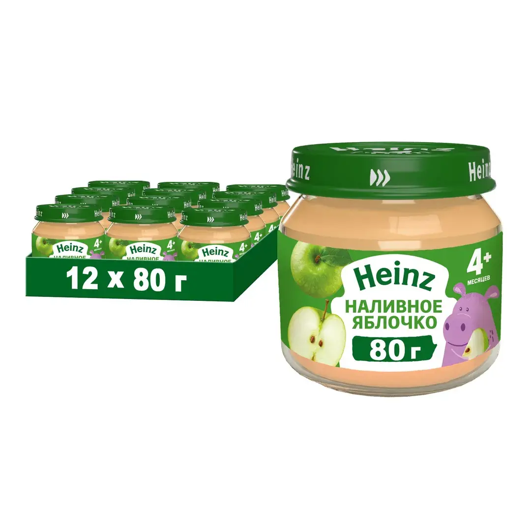 Пюре фруктовое Heinz с 4 месяцев, наливное яблочко, 80 г x 12
