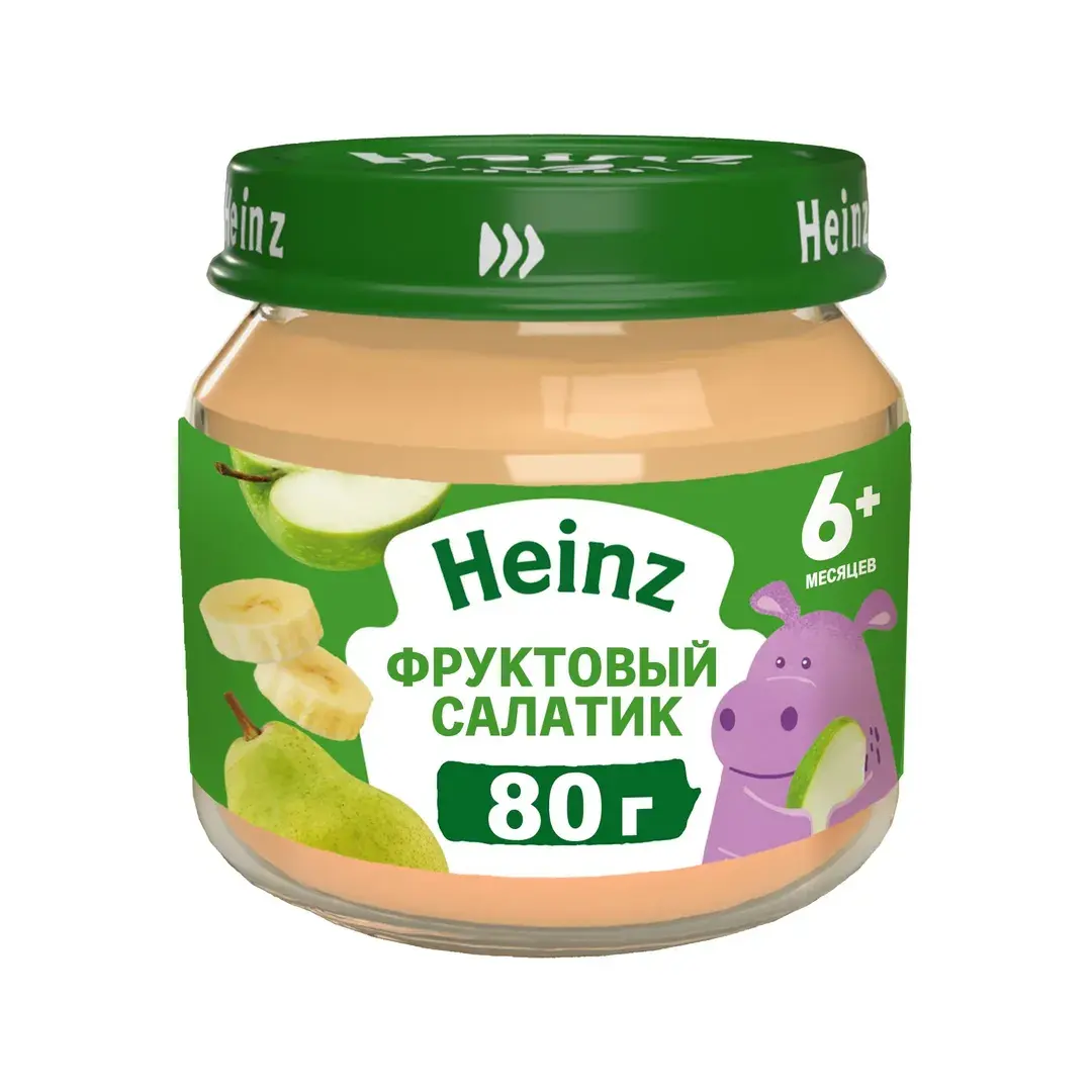 Пюре фруктовое Heinz с 6 месяцев, фруктовый салатик, 80 г x 12, изображение 2