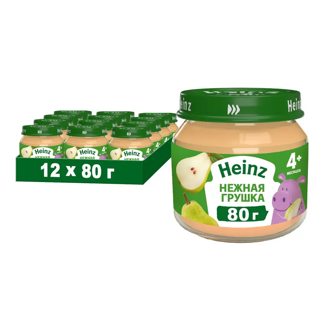 Пюре фруктовое Heinz с 4 месяцев, нежная грушка, 80 г x 12