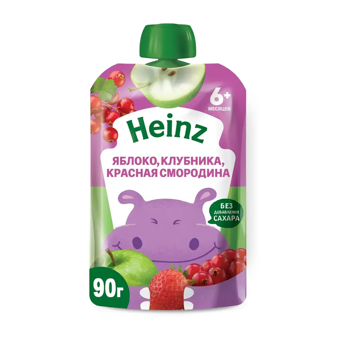 Пюре фруктовое Heinz с 6 месяцев, яблоко, клубника, красная смородина, 90 г x 12, изображение 2