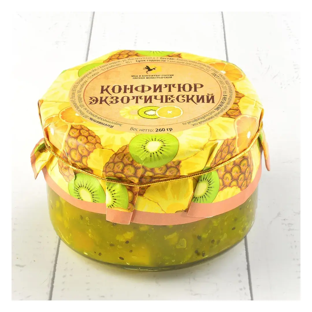 Конфитюр экзотический (ананас, апельсин, киви) "Русский стиль", Мед и конфитюр 260 гр.