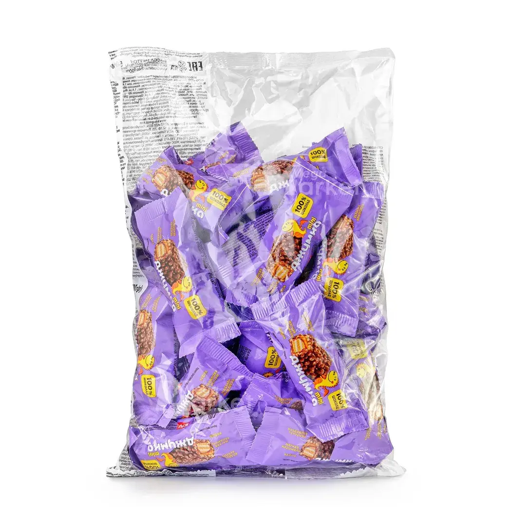 Вафли Джумка-мини, упаковка 500 гр с мягкой карамелью и воздушной кукурузой, глазированные молочным шоколадом ТМ KDV, изображение 2