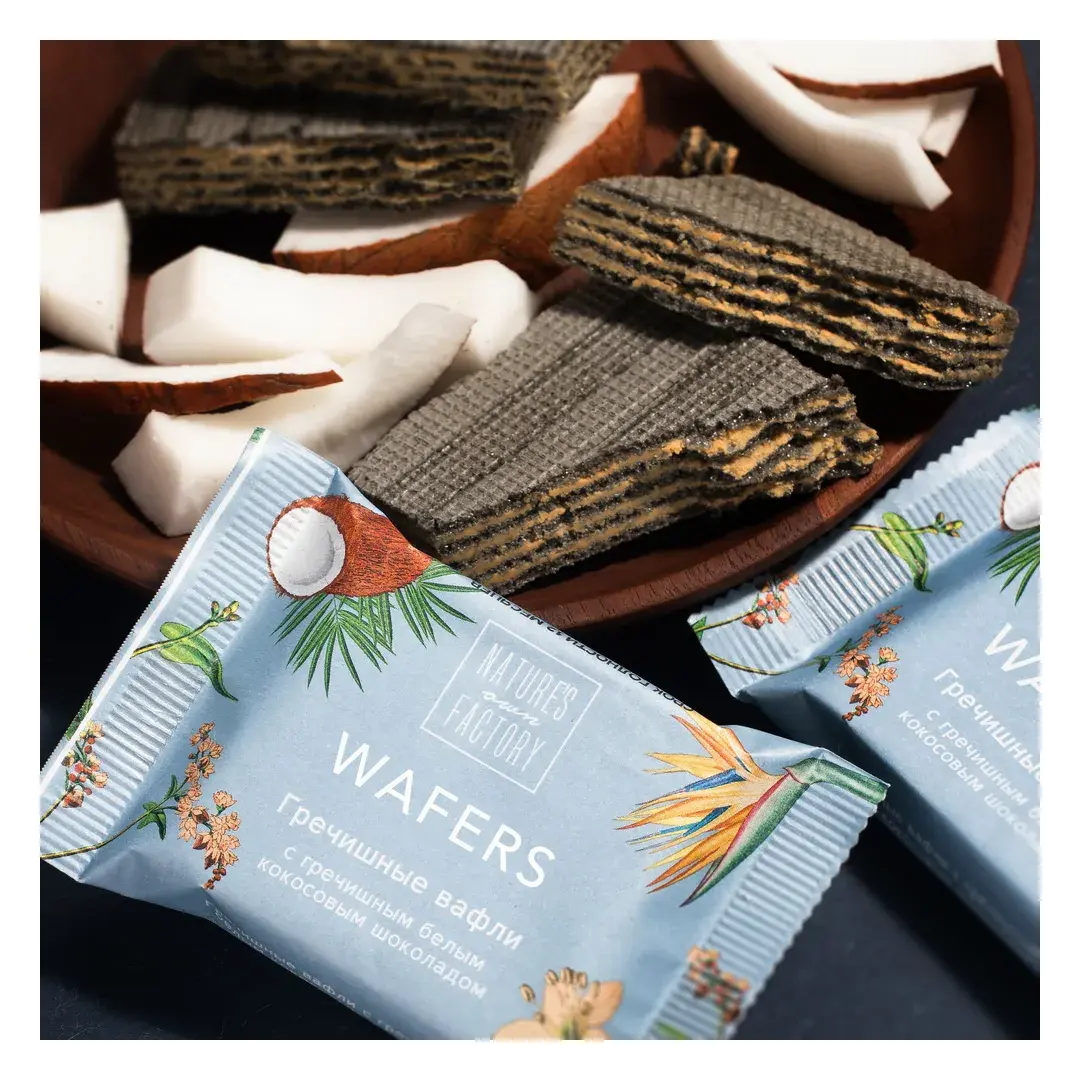 Гречишные вафли с белым кокосовым шоколадом Nature's own Factory, 18 штук по 20 г, изображение 2