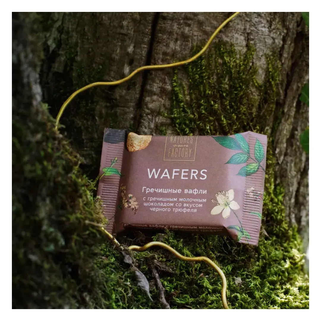 Гречишные вафли с чёрным трюфелем и молочным гречишным шоколадом Nature's own Factory, 18 штук по 20 г, изображение 2