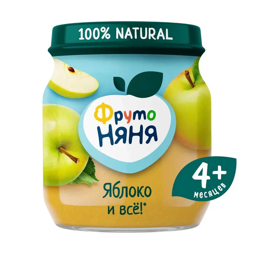 Пюре фруктовое ФрутоНяня с 4 месяцев, яблоко, 100 г x 12, изображение 2