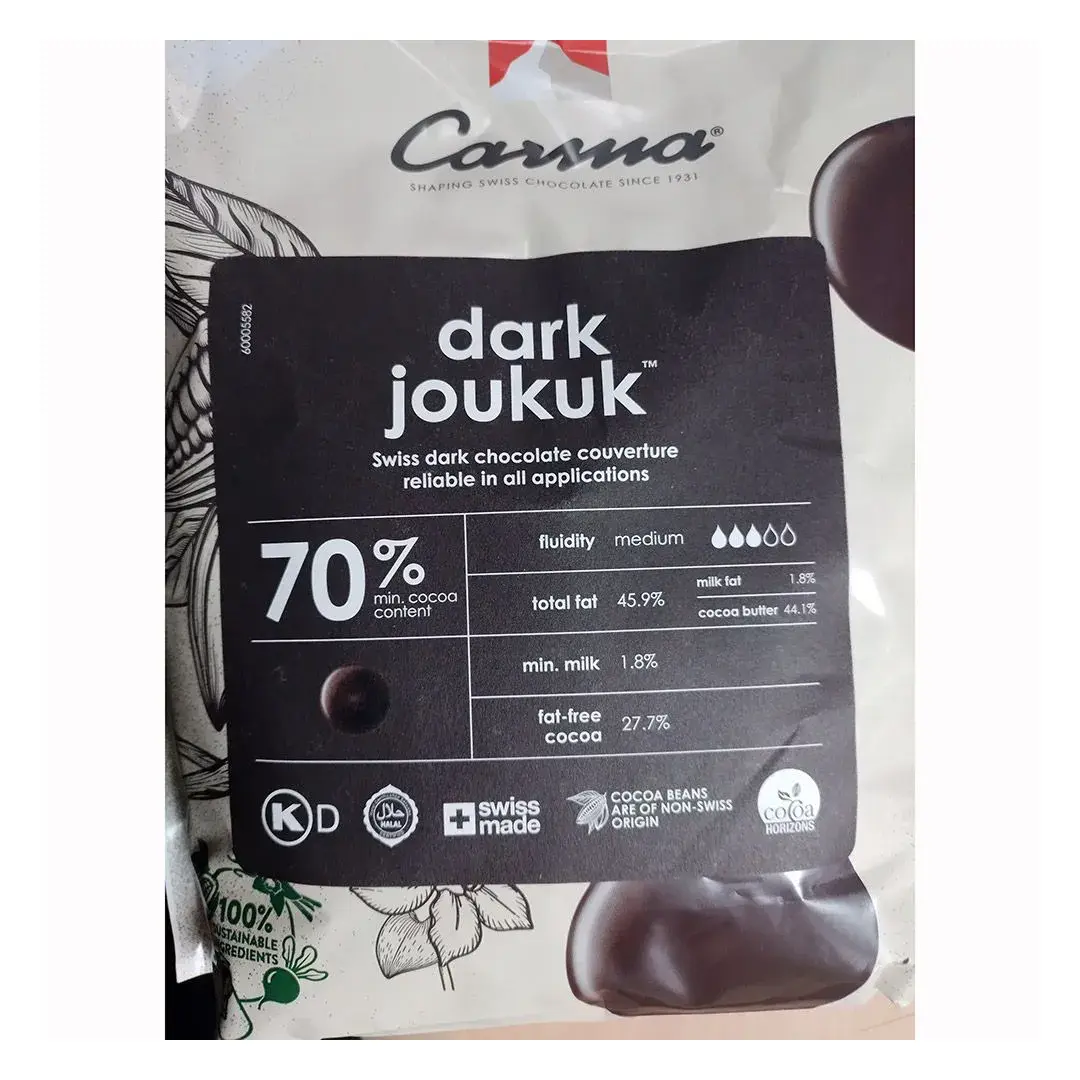 Шоколад горький швейцарский CARMA Dark Joukuk 70% - 1,5 кг в каллетах, изображение 7