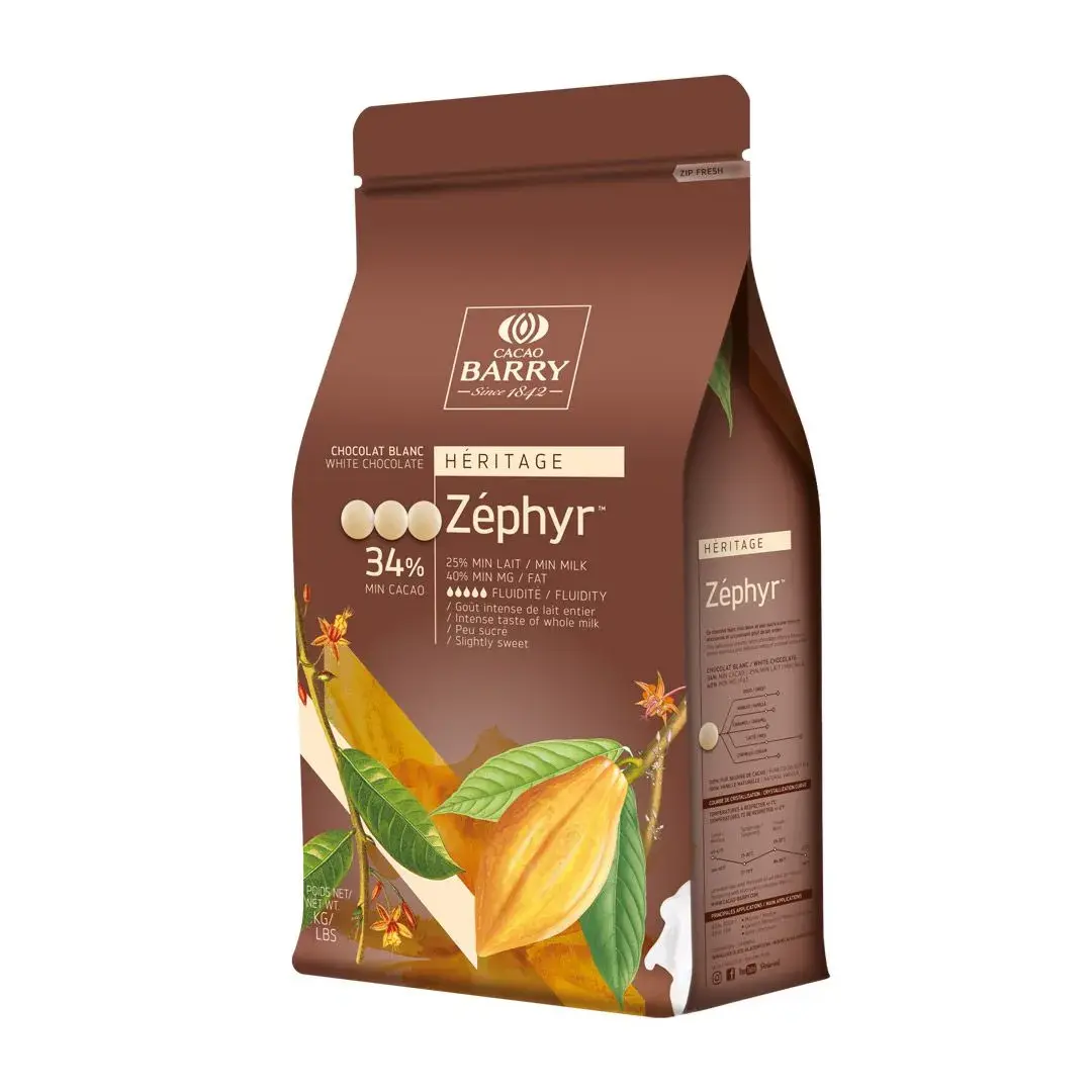 Шоколад белый Cacao Barry Zephyr (Франция) 34% - 1 кг в каллетах, изображение 3