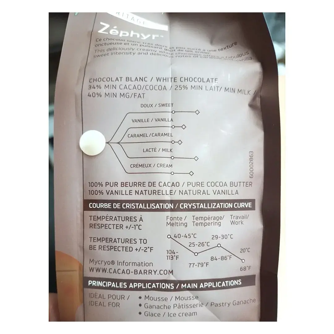 Шоколад белый Cacao Barry Zephyr (Франция) 34% - 1 кг в каллетах, изображение 5