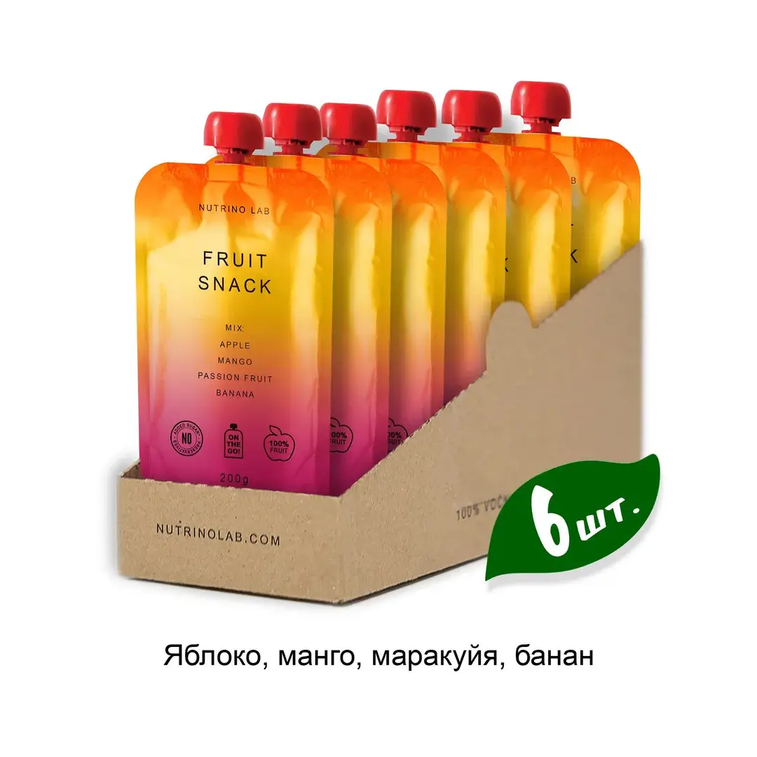 Nutrino Lab Пюре фруктовое Яблоко, манго, маракуйя, банан 200 гр*6, изображение 2