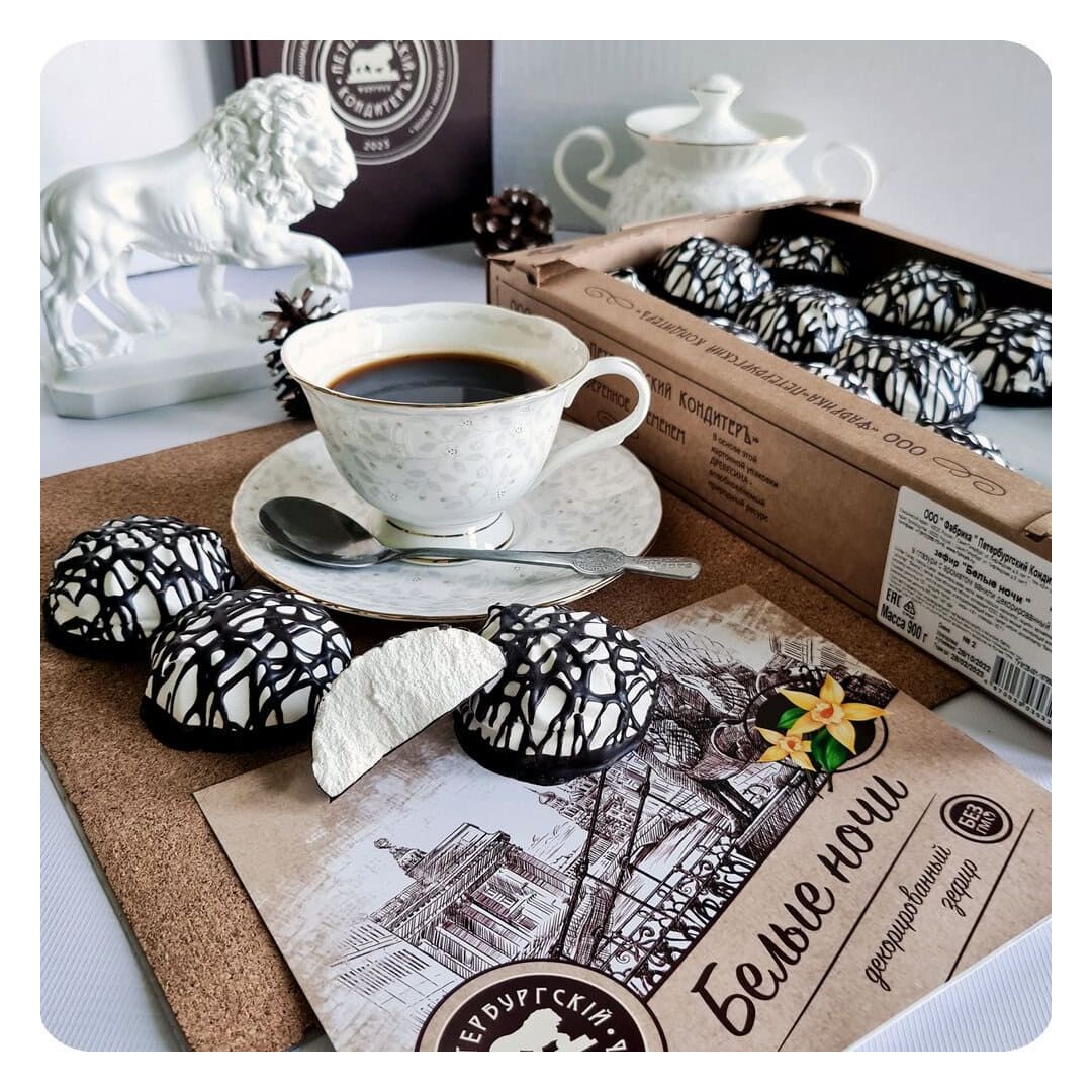 Зефир " Белые ночи" в глазури с ароматом ванили декорированный 900 гр*4 (телевизор), изображение 5