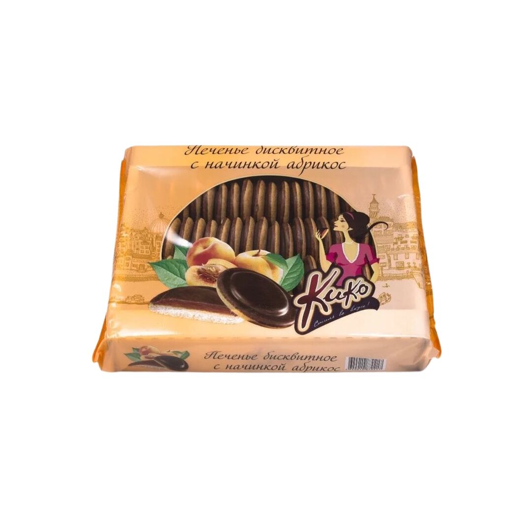 Печенье бисквитное "КиКо" в глазури / с начинкой "АБРИКОС" / 600г