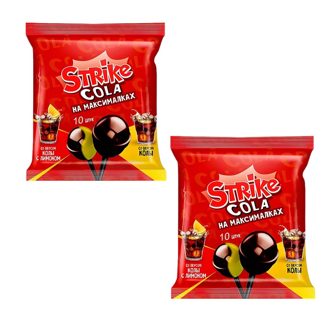 "Strike", карамель на палочке "Cola на максималках" 2 уп по 10 штук, изображение 2