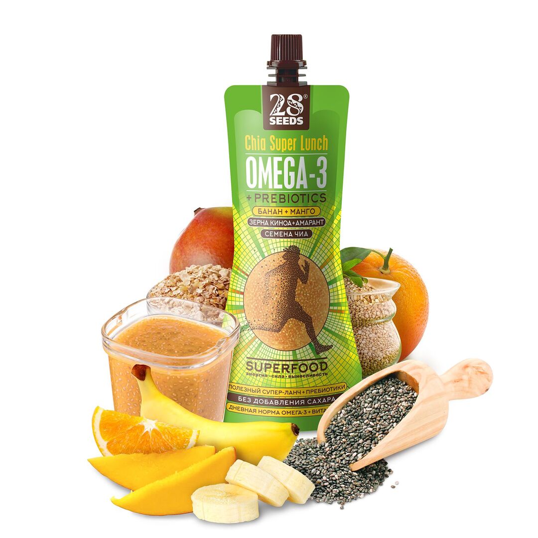 Супер-ланч 28SEEDS, смузи без сахара Чиа ОМЕГА-3 Банан + Манго, изображение 2