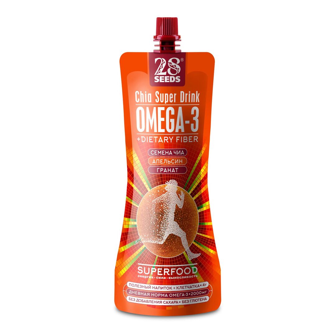 Напиток 28SEEDS, смузи без сахара Чиа СУПЕРФУД Апельсин + Гранат, изображение 2