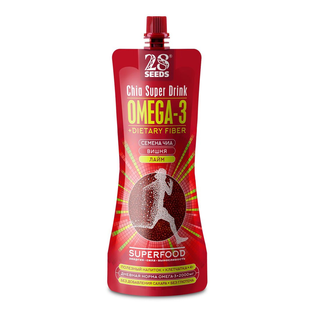 Напиток 28SEEDS, смузи без сахара Чиа СУПЕРФУД Вишня + Лайм, изображение 2