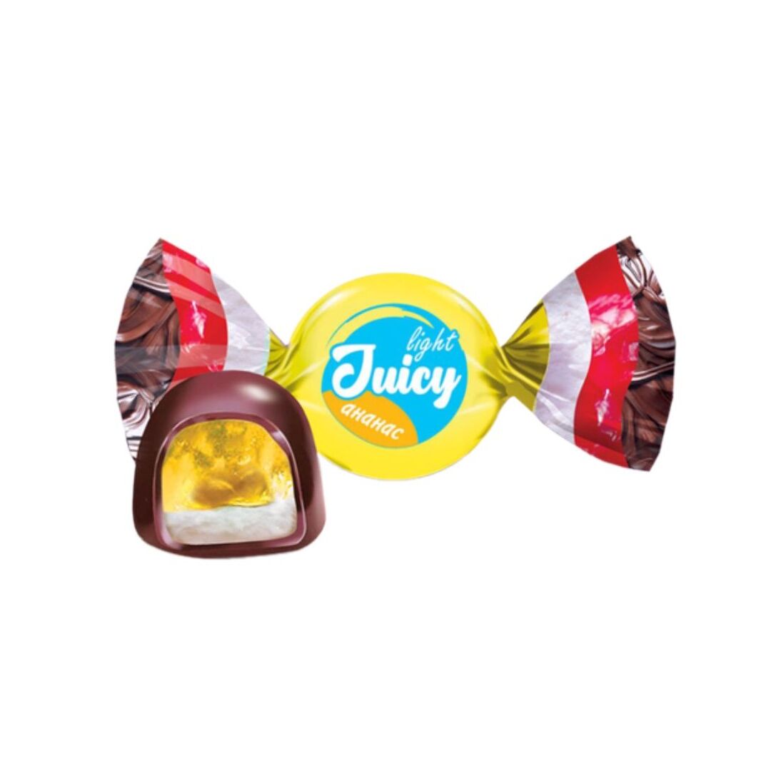 Конфеты глазированные желейные: СЛИВКИ, АНАНАС "Julcy light", KDV(упаковка 0,5 кг).