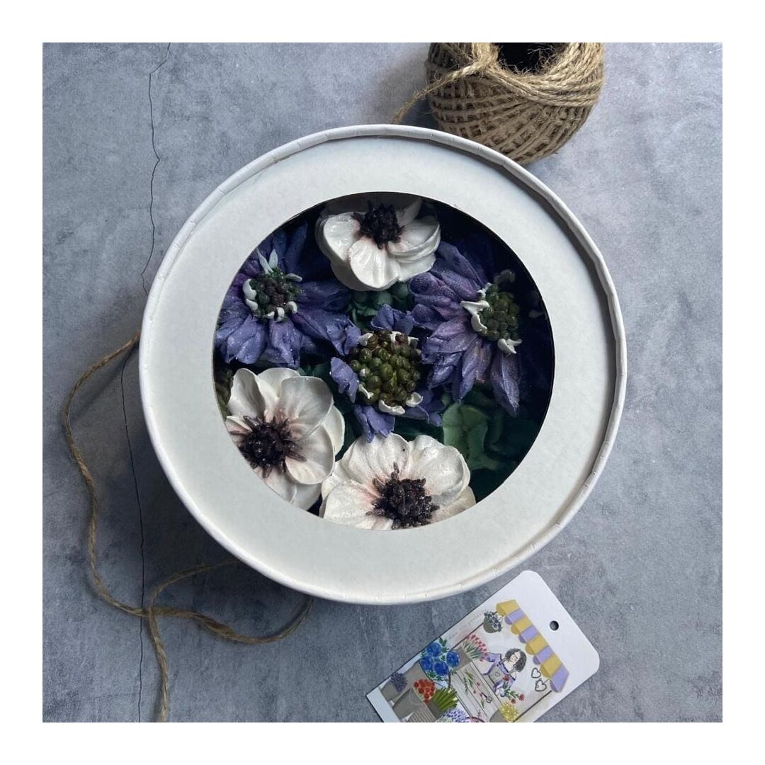 Зефирный букет Синие цветы и анемоны, изображение 3