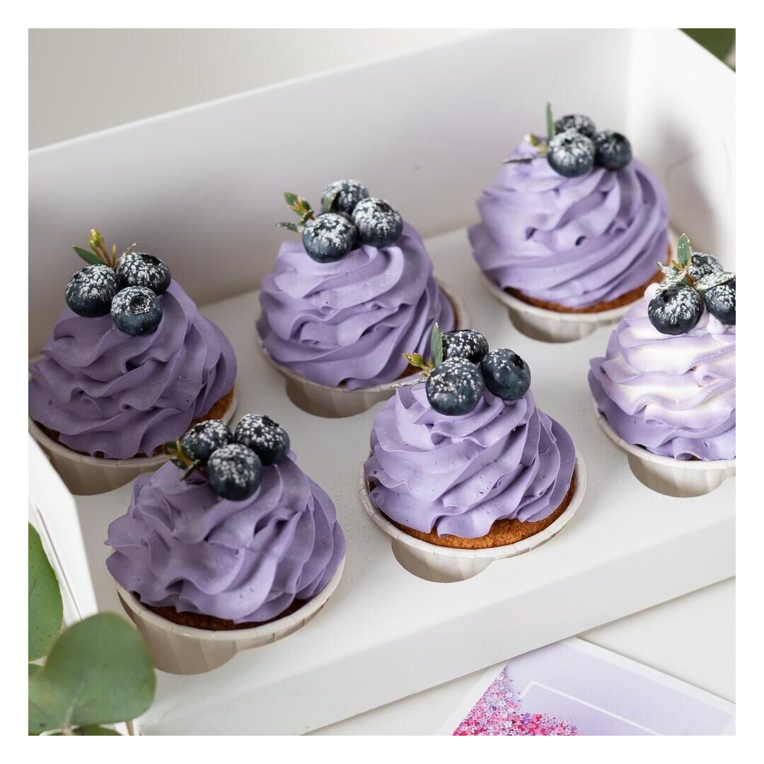 Капкейки с декором из ягод голубики (набор 6 шт.), изображение 5
