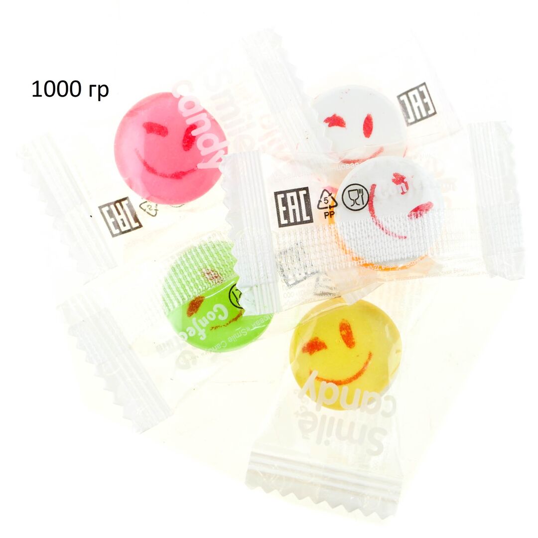 Карамель леденцовая "Smile Candy" микс 1000гр (лимон, клубника, манго, арбуз)