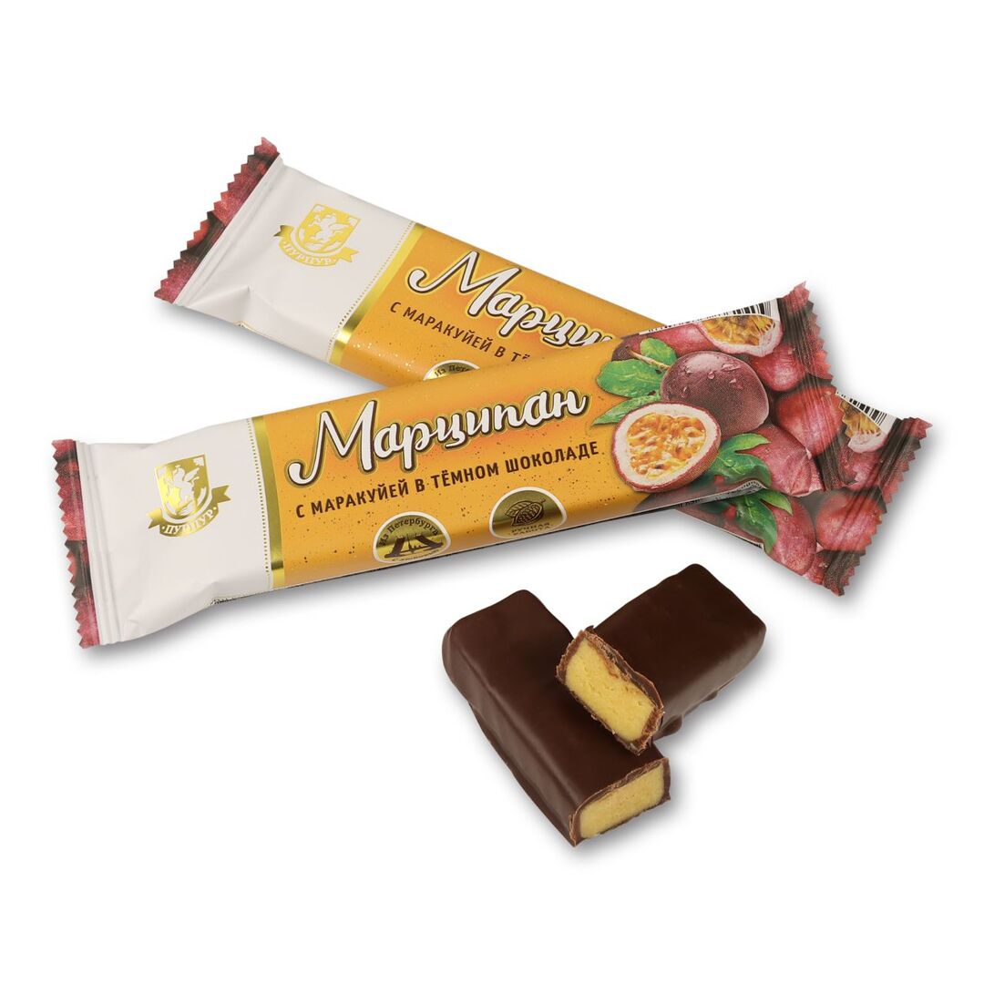 Марципан ручной работы с маракуйей в темном шоколаде