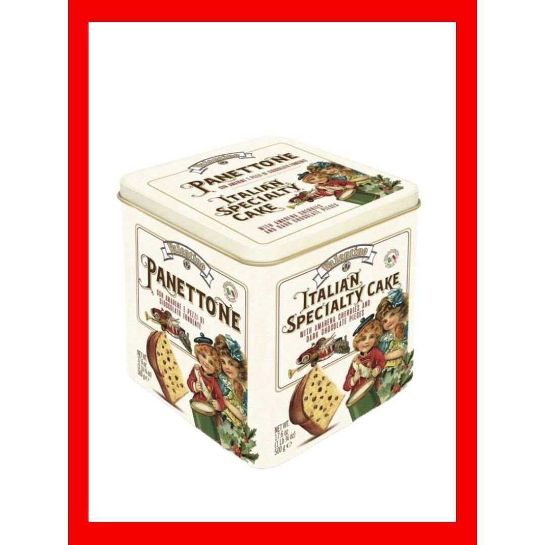 Кекс (кулич) Panettone VALENTINO с кусочками шоколада и вишней 500гр жестяная коробка  Италия