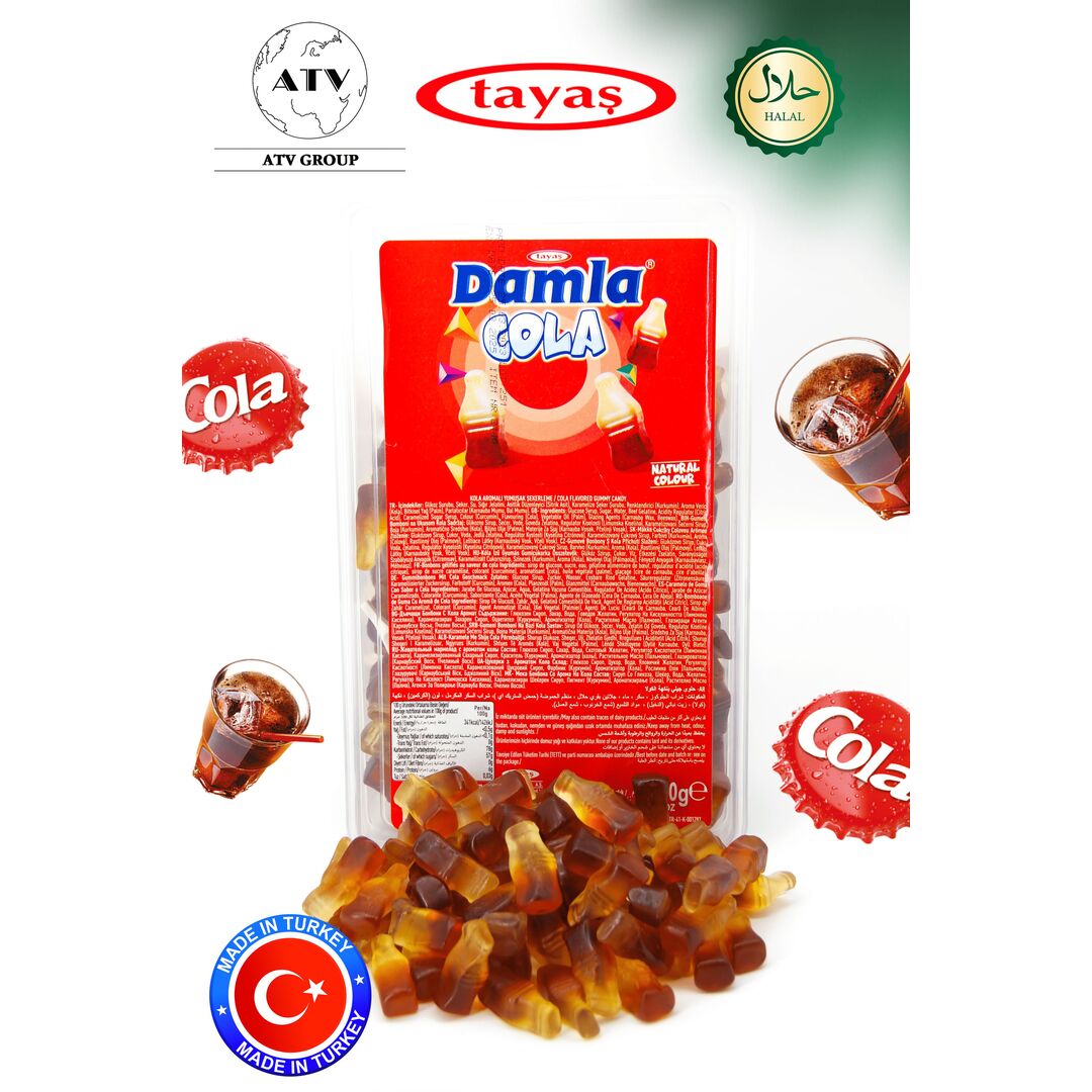 Жевательный мармелад DAMLA TAYAS, вкус Кола, контейнер, 1кг желейный, изображение 6