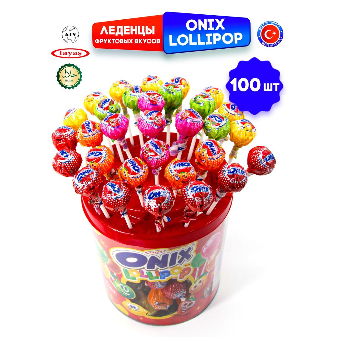 Леденцы на палочке ЧУПА ЧУПС Onix Lolipop Tayas, Ассорти, 100 штук, изображение 2