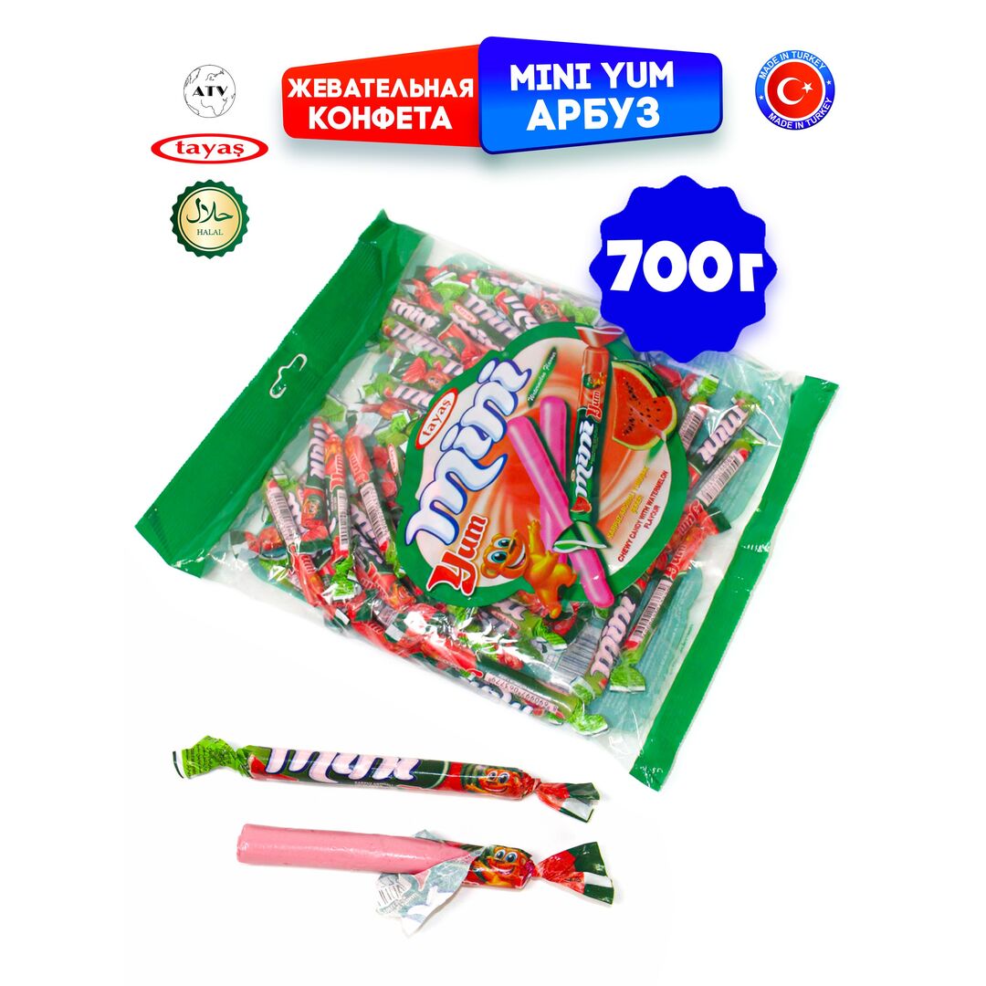Жевательные палочки конфетки арбуз MINIYUM 700г., изображение 16